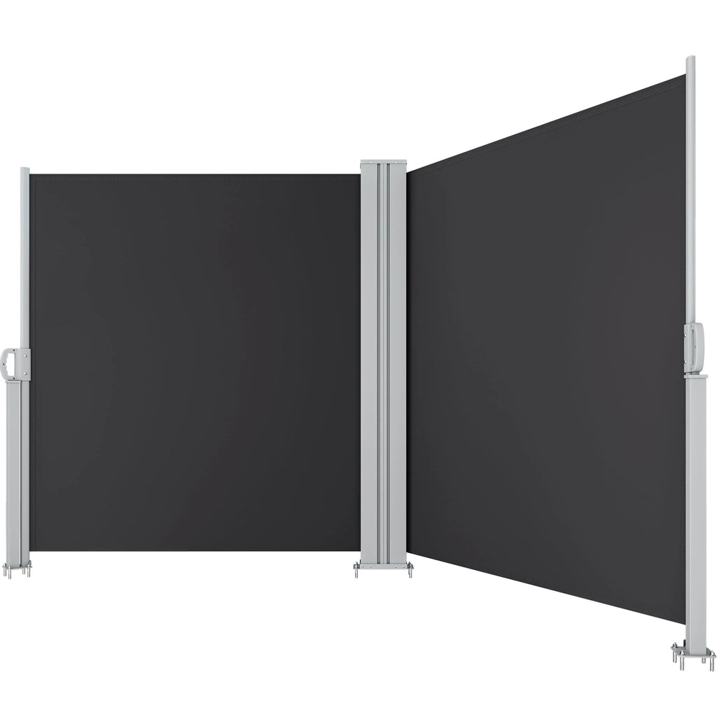 Double Side Awning 236''X 63'', Retractable Waterproof UV-Resistant Privacy Screen, Gray P50724