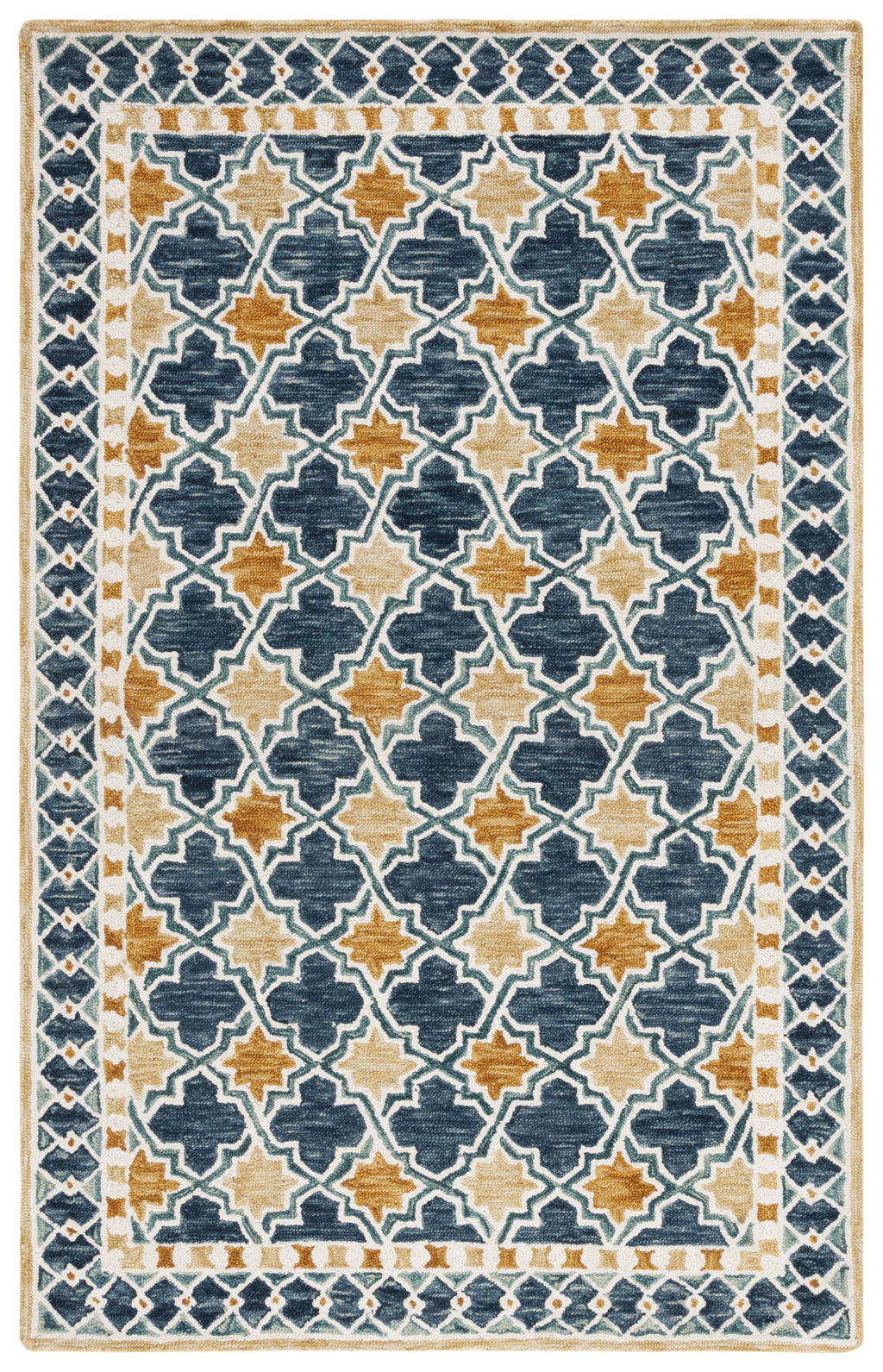 Navy Yellow Geometric Area Rug 3' x 5' F353688