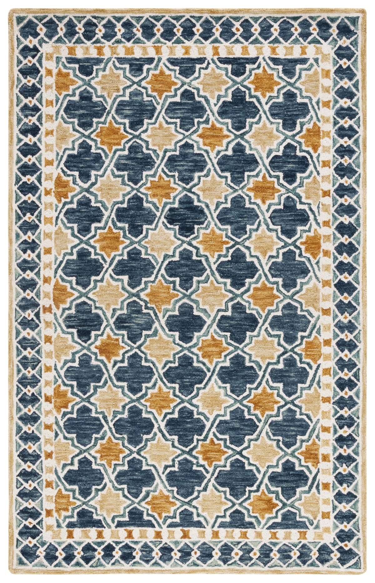 Navy Yellow Geometric Area Rug 3' x 5' F353688