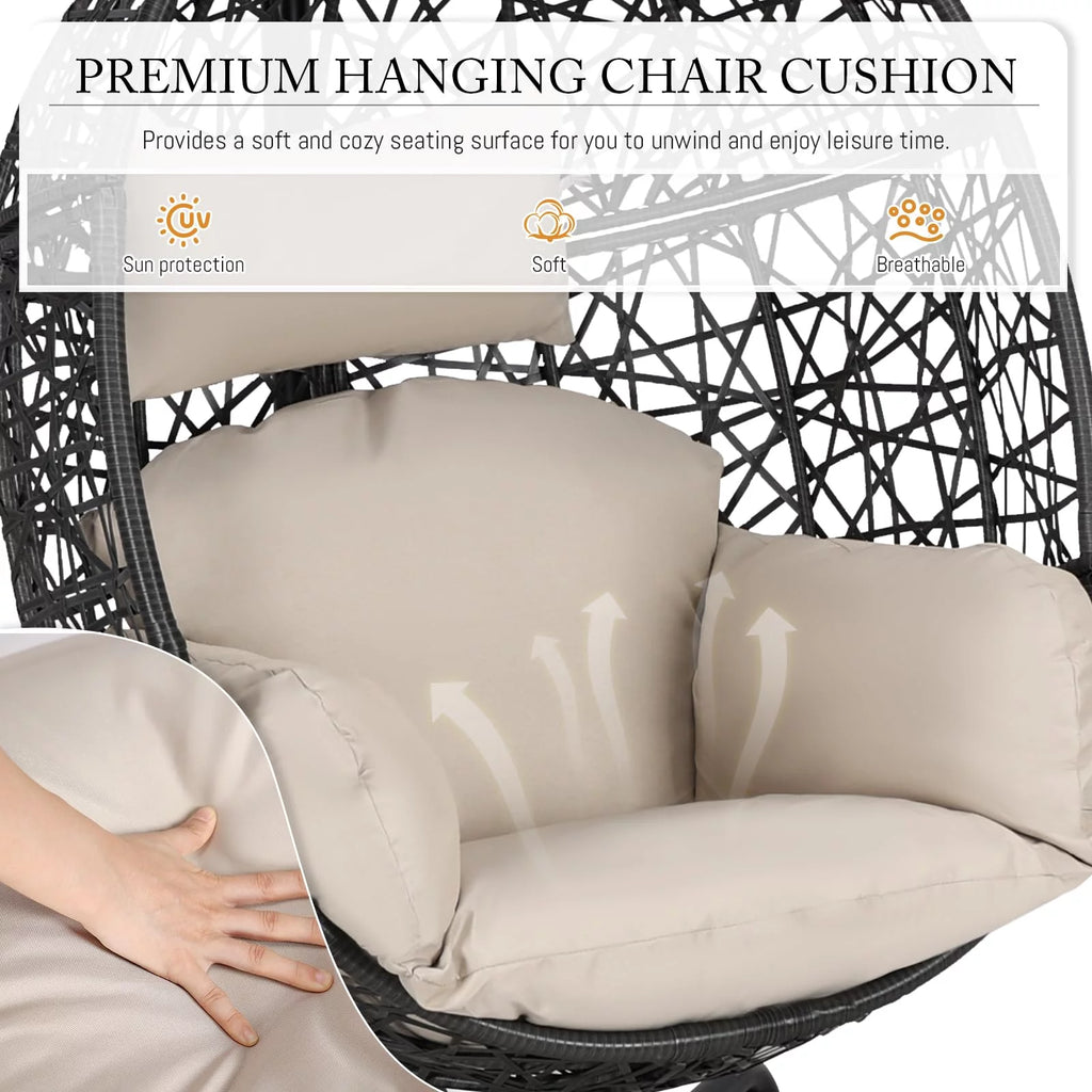 Oversized Black Hanging Swing Egg Chair with Stand W184