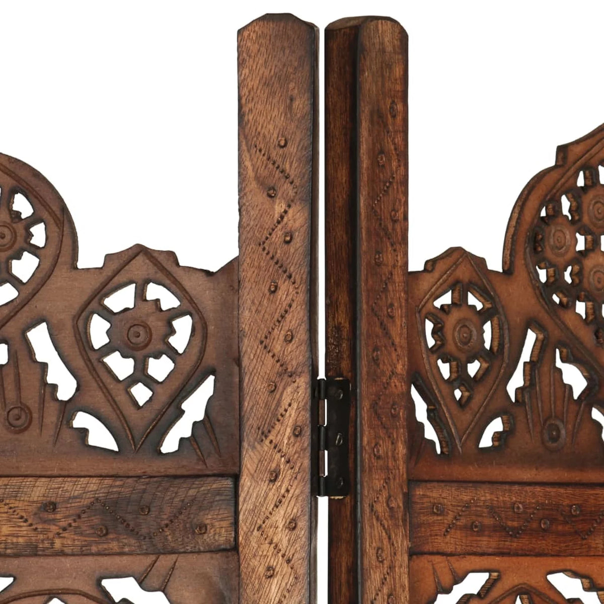 Hand Carved 4-Panel Mango Wood Room Divider O294903