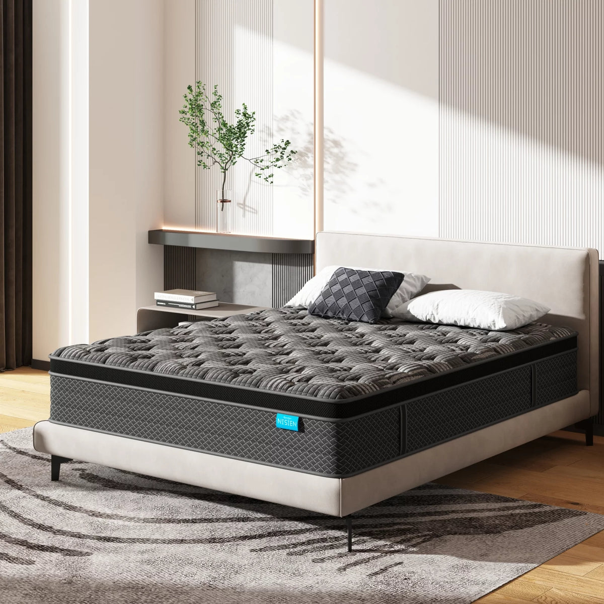 Black 10 inch Queen Gel Memory Foam Hybrid Mattress X458