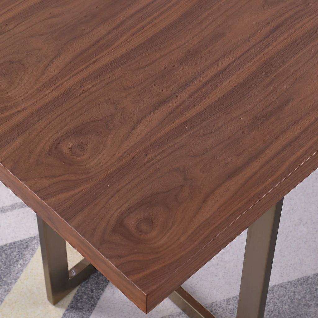 71"x35.5"x30" Walnut Veneer Top Dining Table with Metal Base X894931