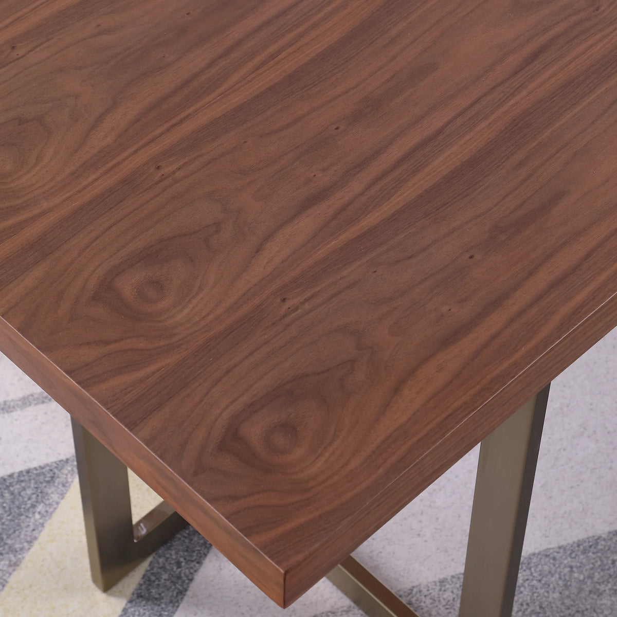 71"x35.5"x30" Walnut Veneer Top Dining Table with Metal Base X894931