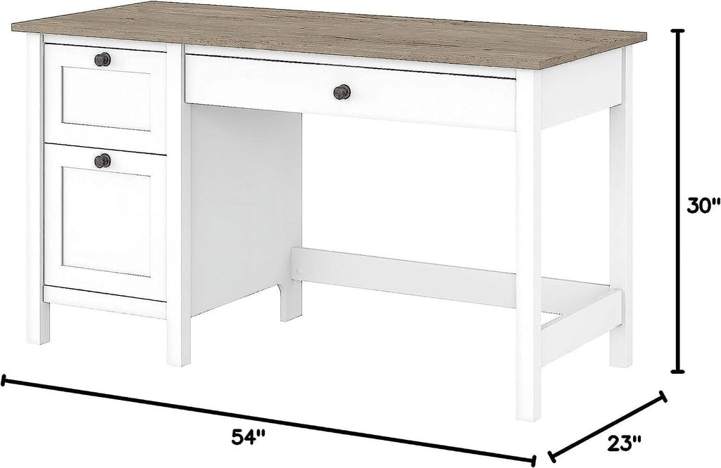 Computer Desk with Drawers and Storage, 54W, Gray/White Y886