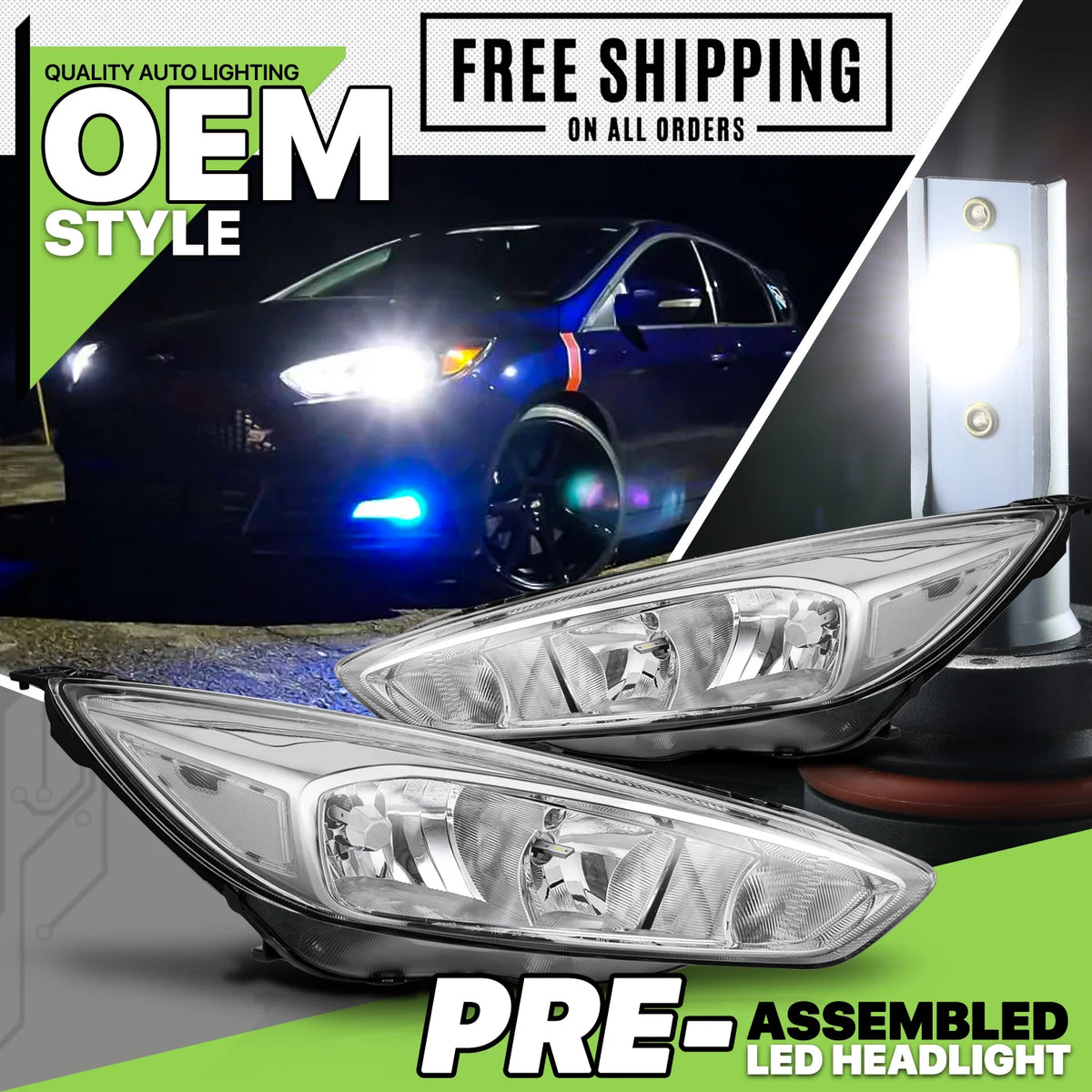 1 Pair Headlight Assembly with Pre-Assembled LED Bulbs T559729