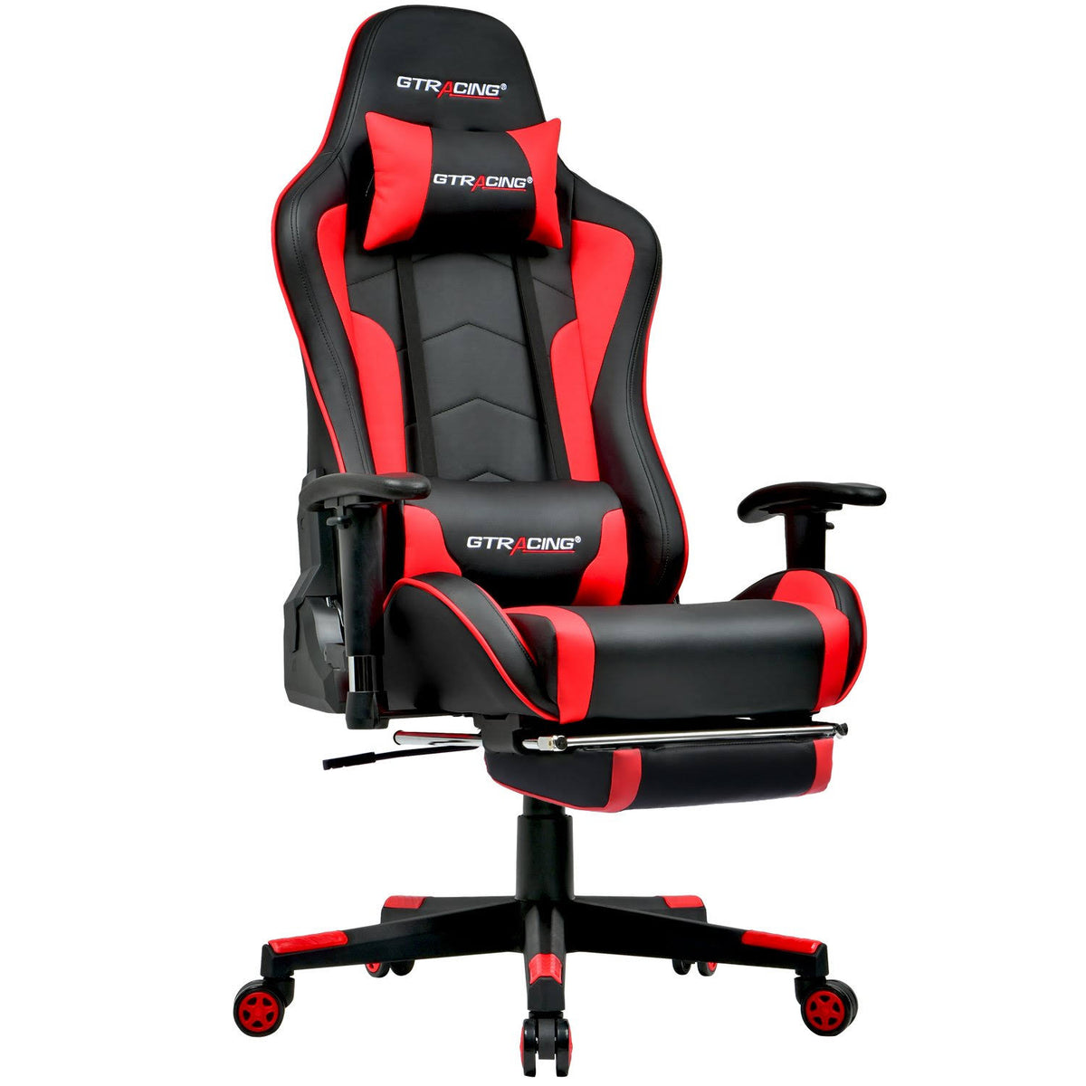Red Footrest Music Gaming Chair with Bluetooth Speakers D4212