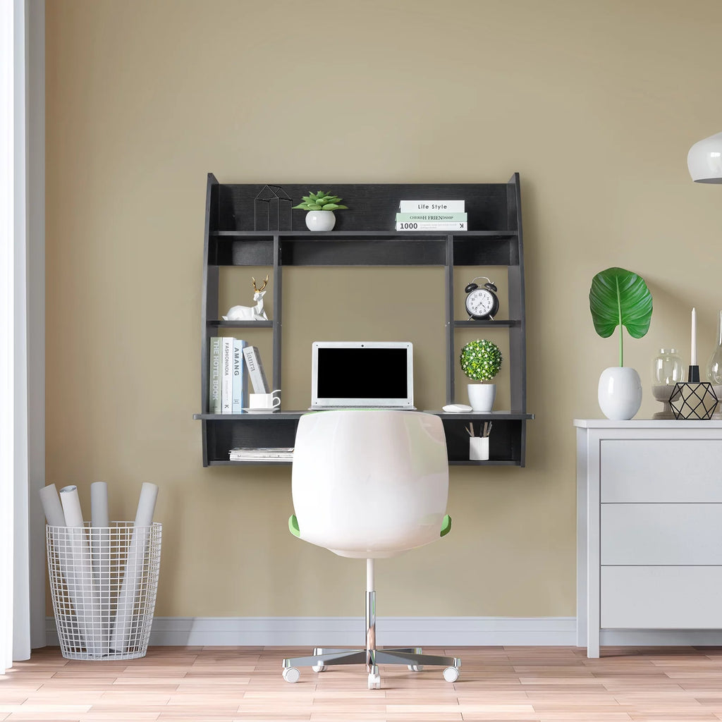 Wall Mount Computer Desk with Storage and Tray E21202