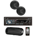 Black Marine Stereo Radio Receiver & Waterproof Speaker Kit B5721