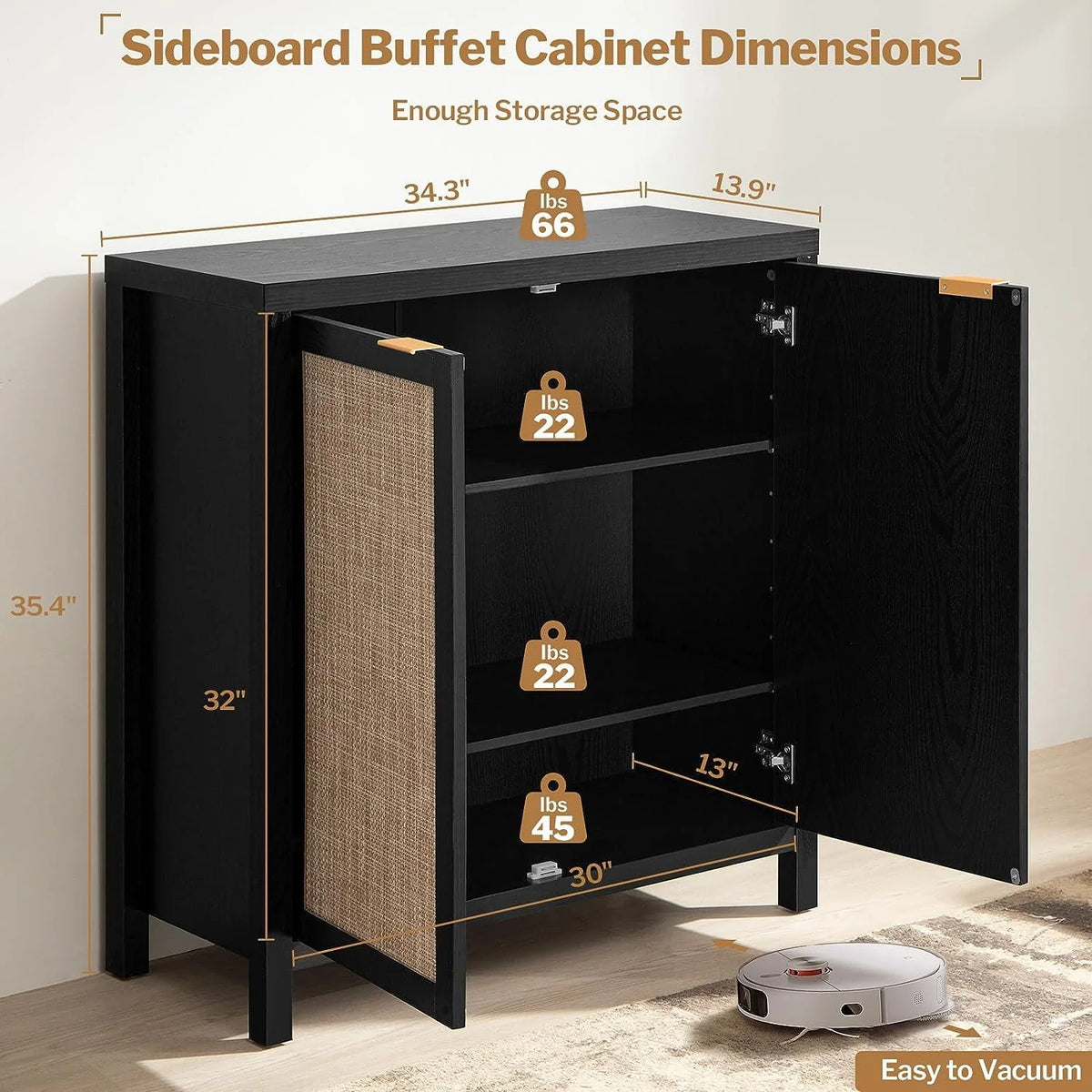 Set of 2 Rattan Cabinet with Doors W58980