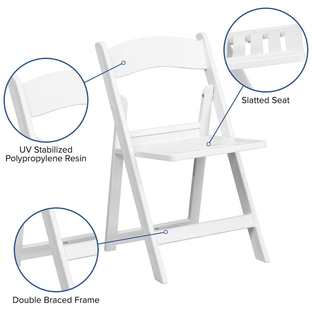 White Resin Folding Chair with Slatted Seat U521290