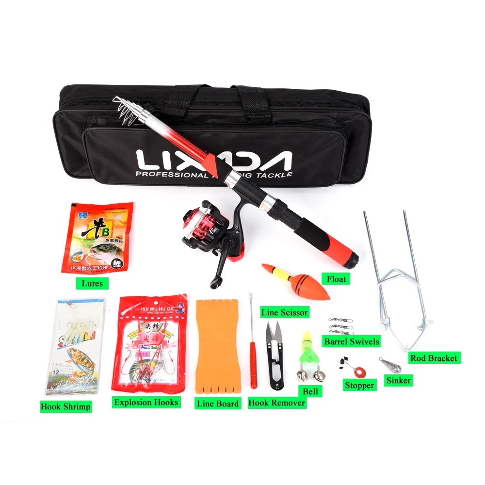2.1m Telescopic Fishing Rods with 2PCS Reels Fishing Bag S64977