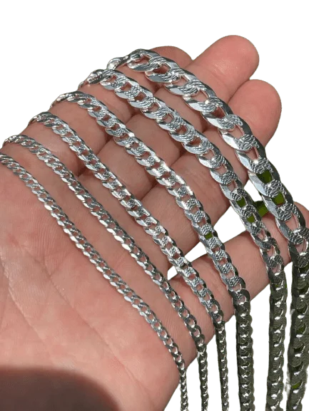 Real Solid 925 Sterling Silver Cuban Curb Chain Necklace J493062