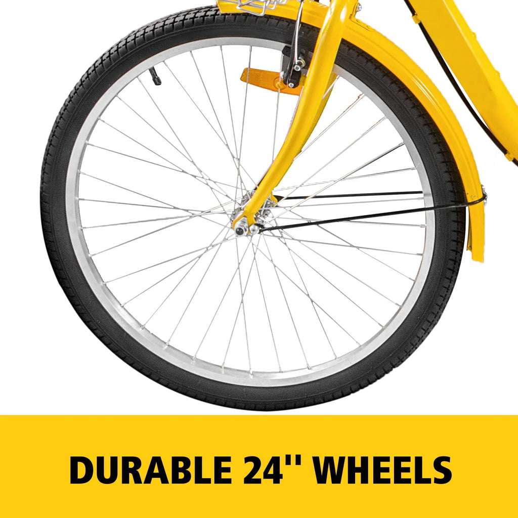 24 Adult Tricycle 7-Speed Three Wheel Bike with Basket D437