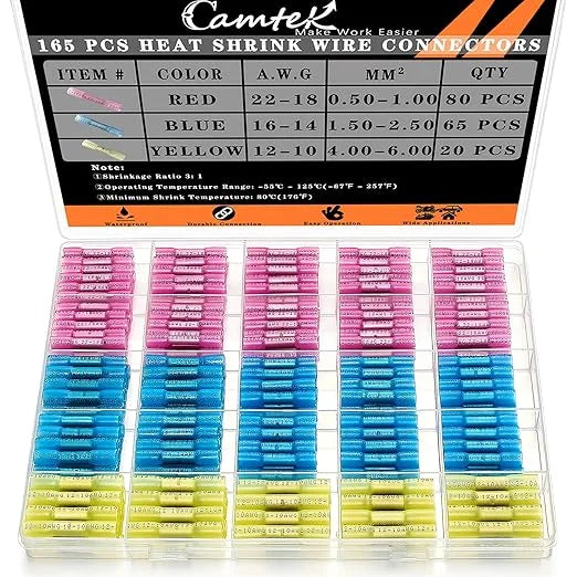 165 Pcs Insulated Waterproof Heat Shrink Butt Connectors Kit H995