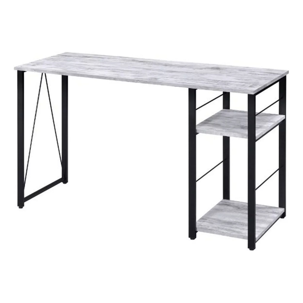 Antique White and Black Writing Desk with Rustic Wood Finish Q396801