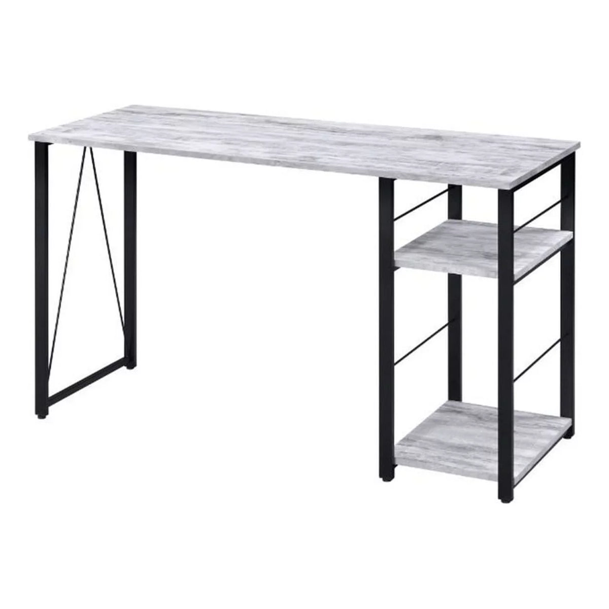 Antique White and Black Writing Desk with Rustic Wood Finish Q396801
