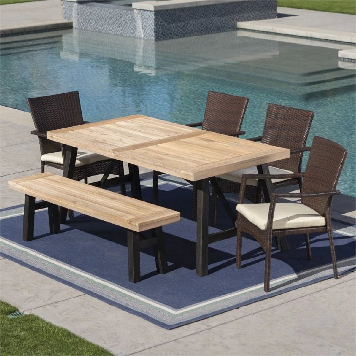 6 Piece Wood Top Patio Dining Set R3853