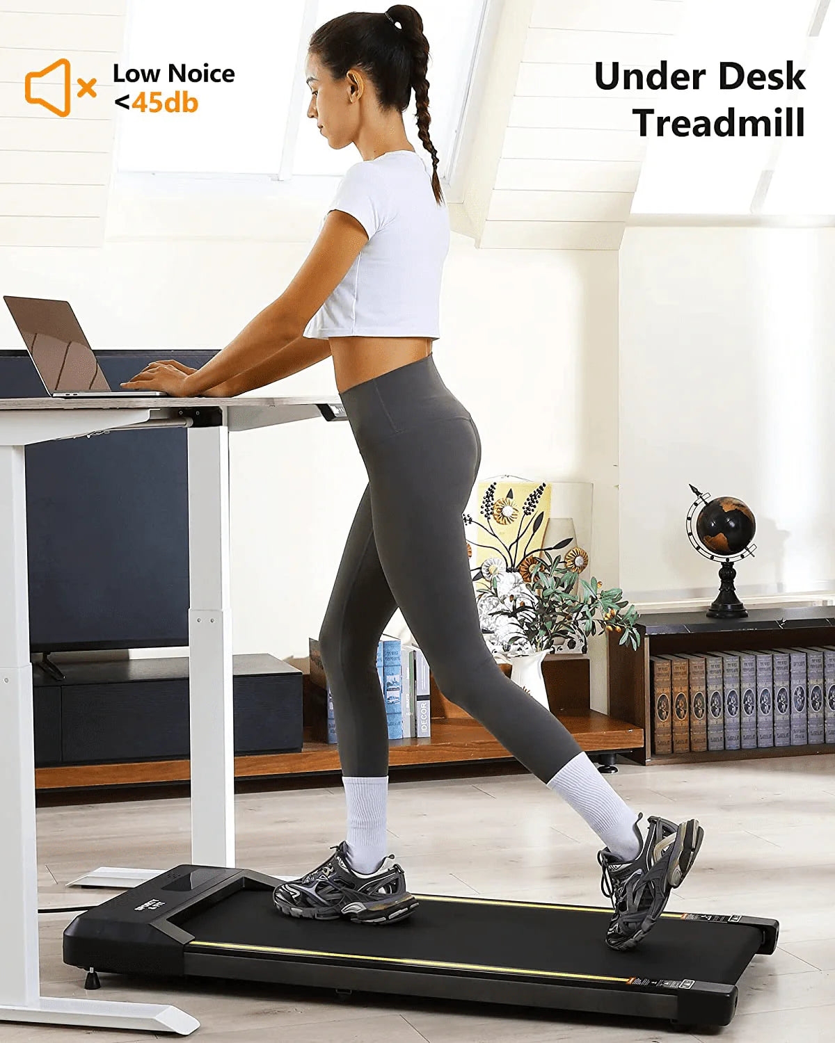Gray Portable Treadmill with Bluetooth Speaker L7617