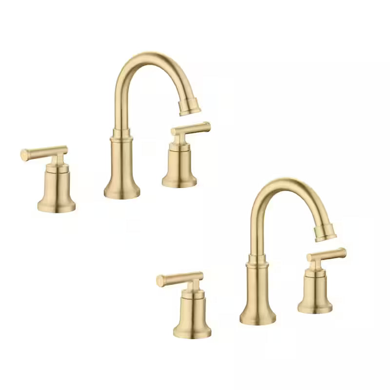 8 in. Widespread Double-Handle High-Arc Bathroom Faucet in Matt Gold (2-Pack) A1395