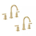 8 in. Widespread Double-Handle High-Arc Bathroom Faucet in Matt Gold (2-Pack) A1395