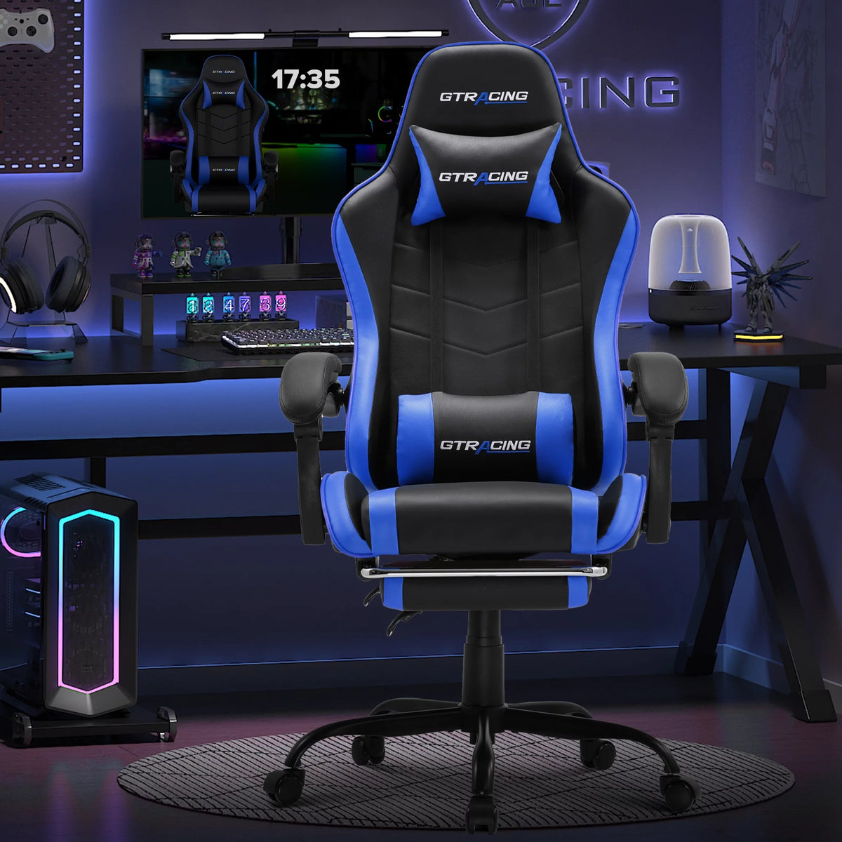 White Height Adjustable Reclining Gaming Chair with Footrest R948740