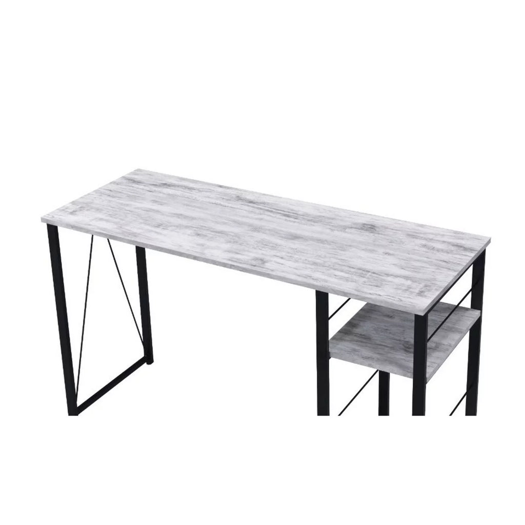 Antique White and Black Writing Desk with Rustic Wood Finish Q396801