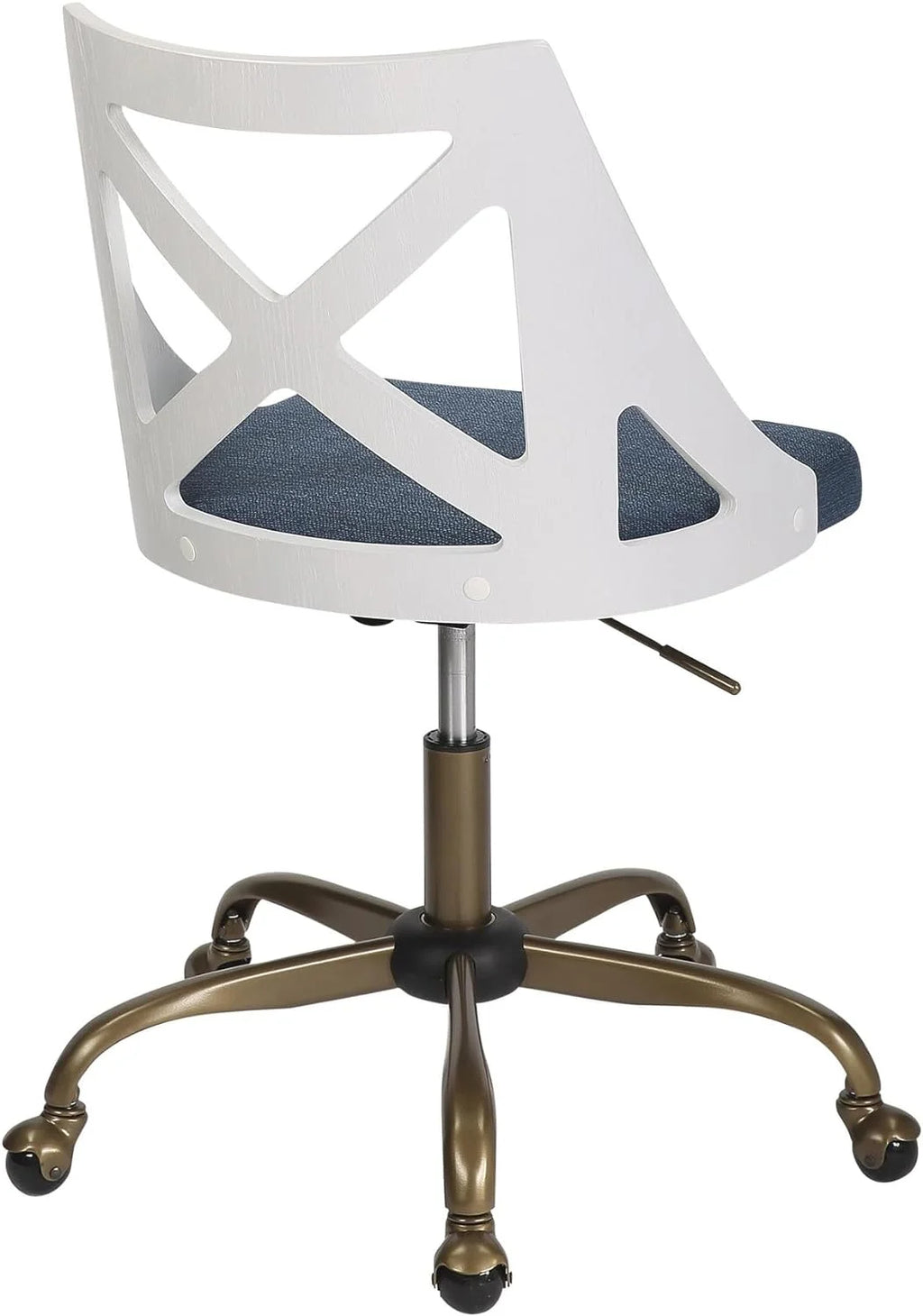 White Blue Fabric Antique Copper Metal Task Chair H503780