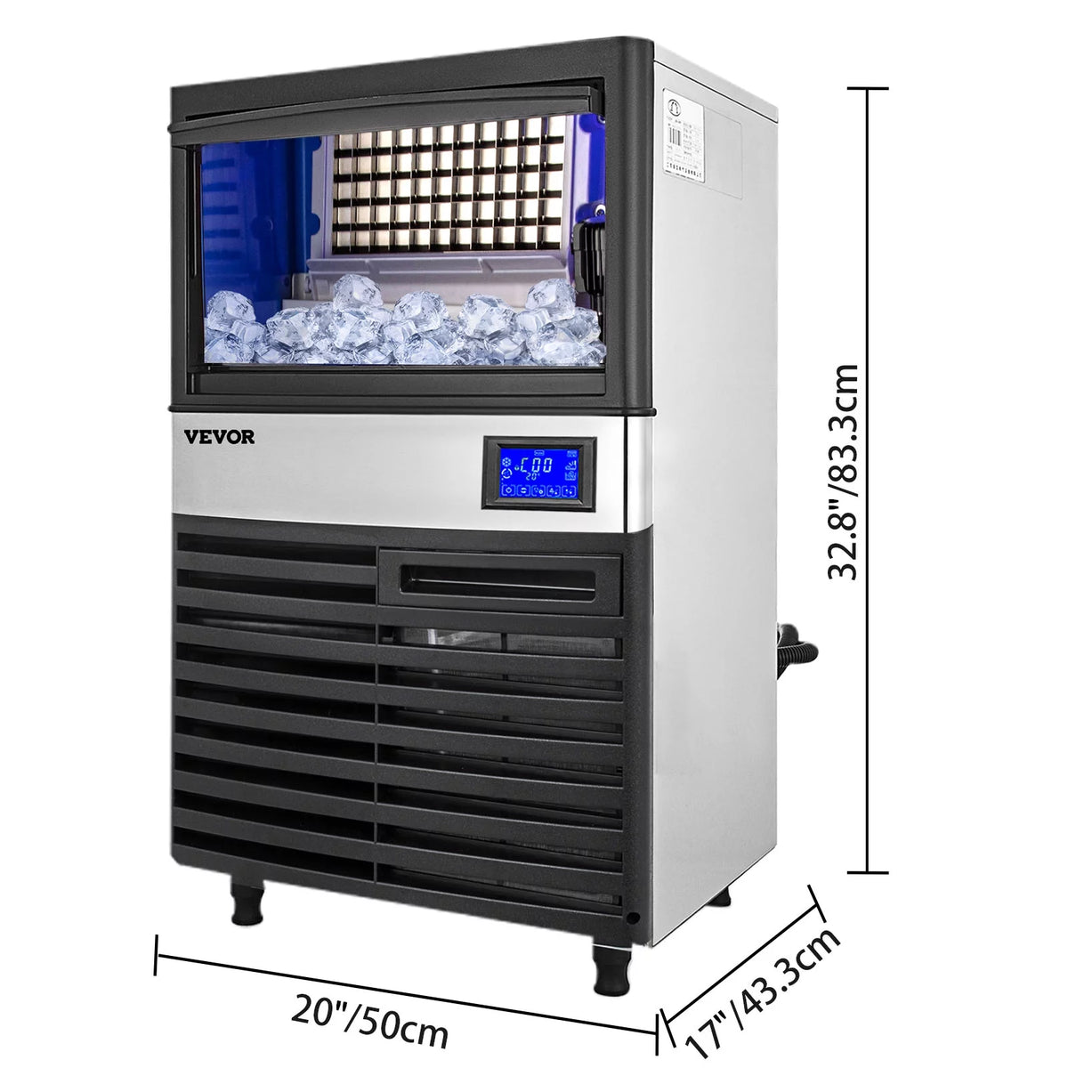 Commercial Ice Maker 155lbs/24h with 44lbs Bin Stainless Steel Z984