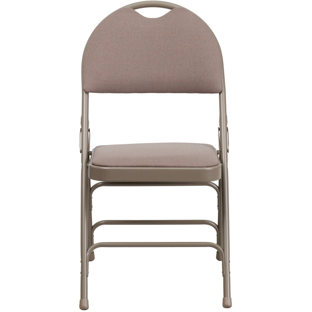 Beige Fabric Metal Folding Chair W804