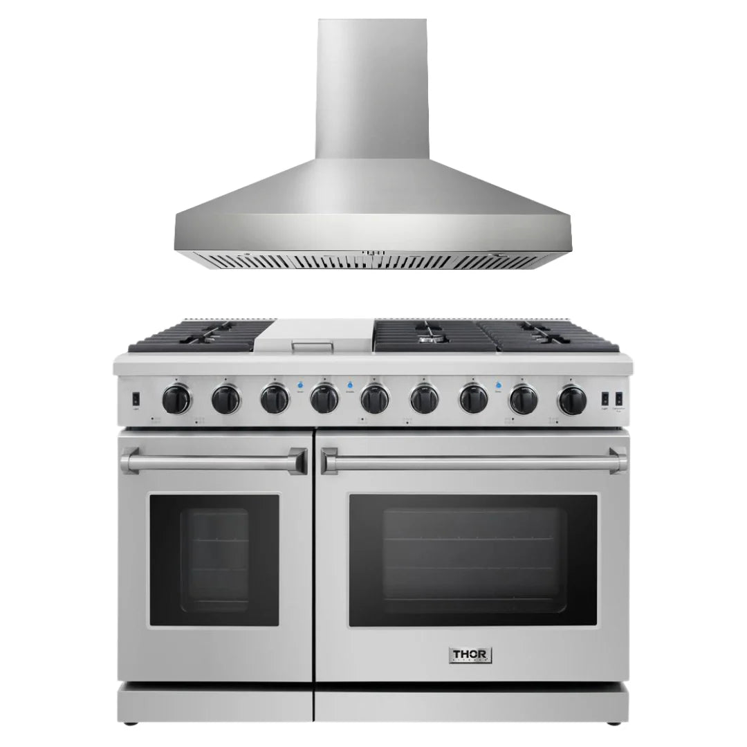 48 Propane Gas Range and Wall Mount Range Hood V48751