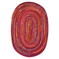 Hand Made Cotton 6x9' Oval Red Braided Area Rug Z3204