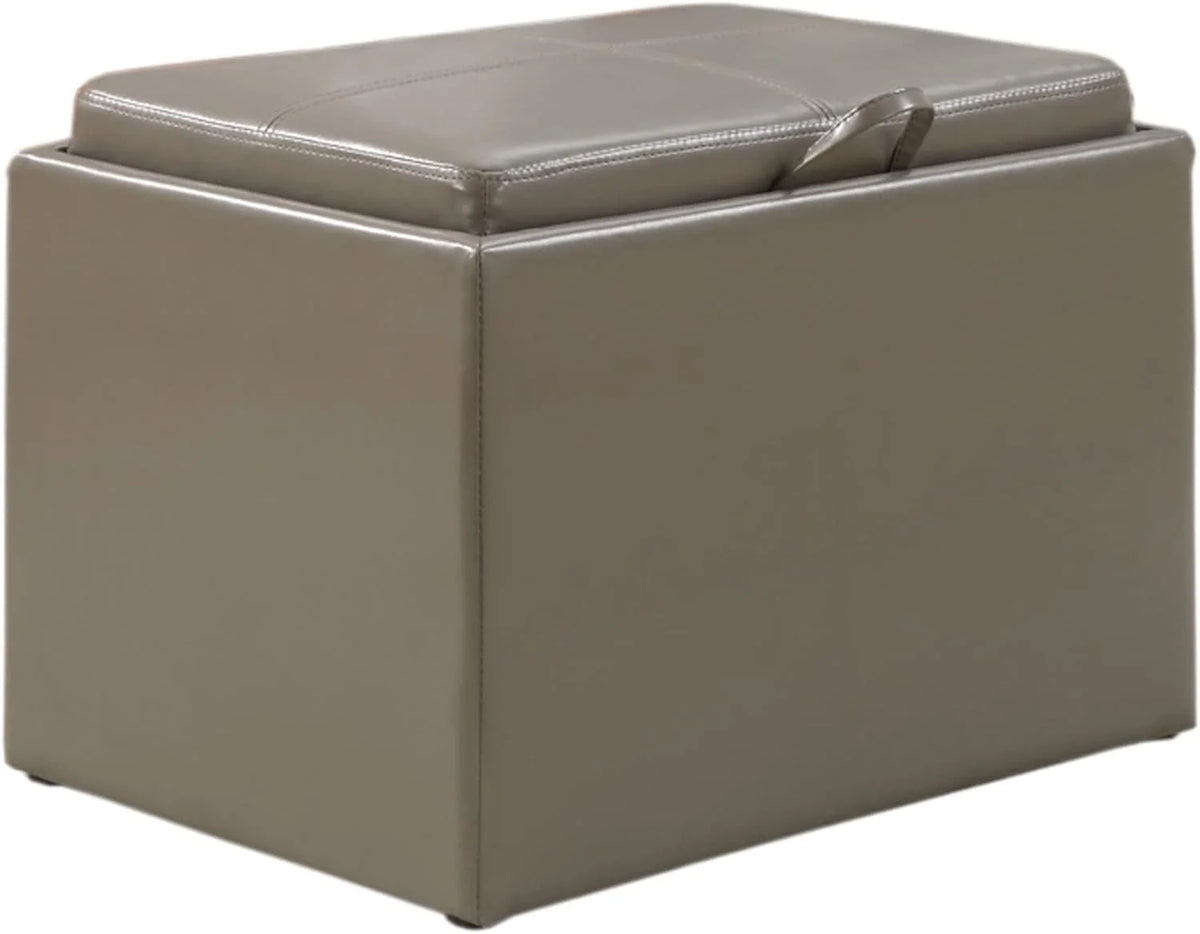 Gray Faux Leather Accent Storage Ottoman C92433
