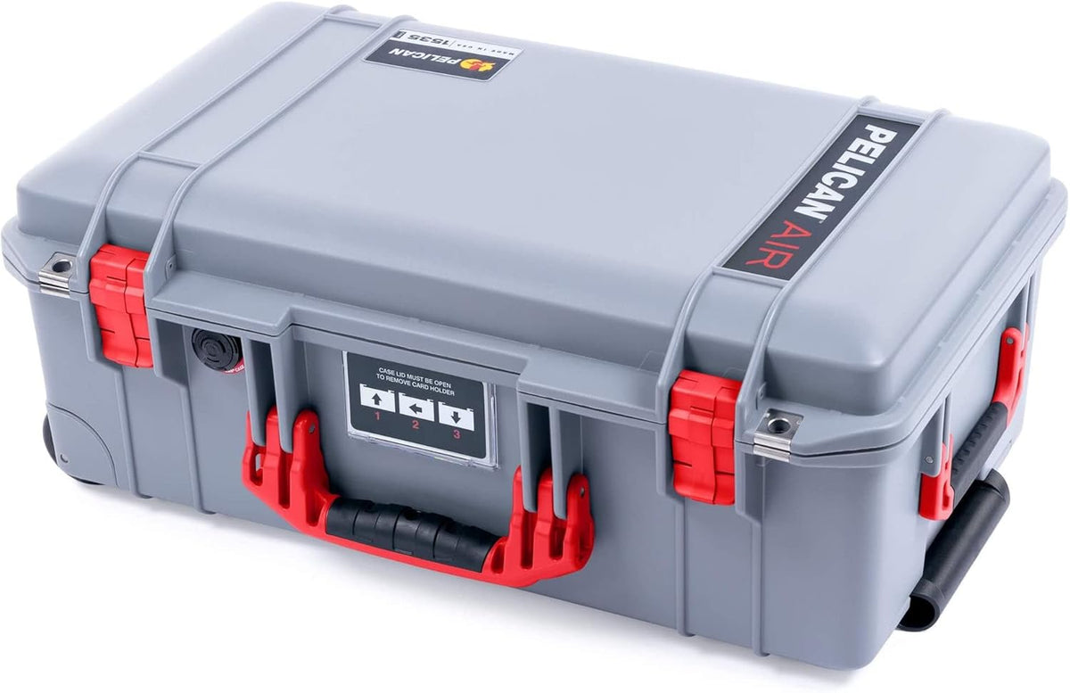 Silver Air Case with Red Handles & Latches with TrekPak Dividers & Lid Organizer Q3696