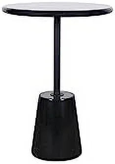 Black Marble Round Pedestal Side Table I77487