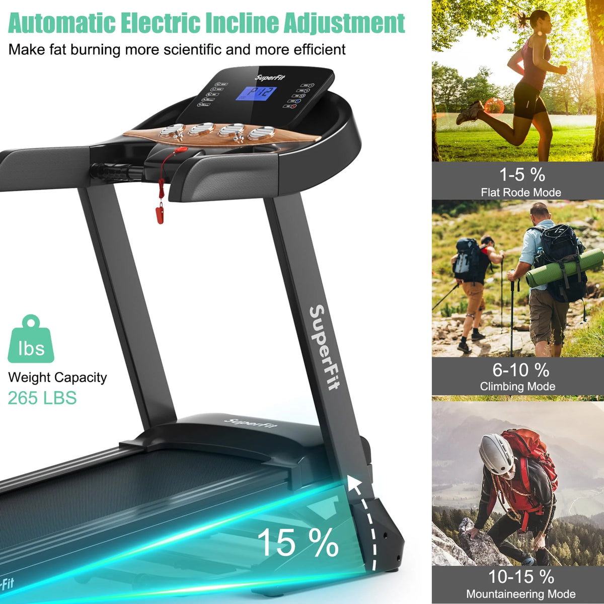 3.75HP Folding Treadmill with 15% Automatic Incline H532