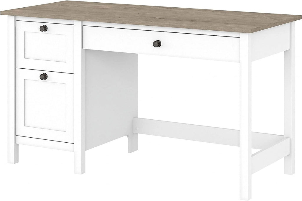 Computer Desk with Drawers and Storage, 54W, Gray/White Y886