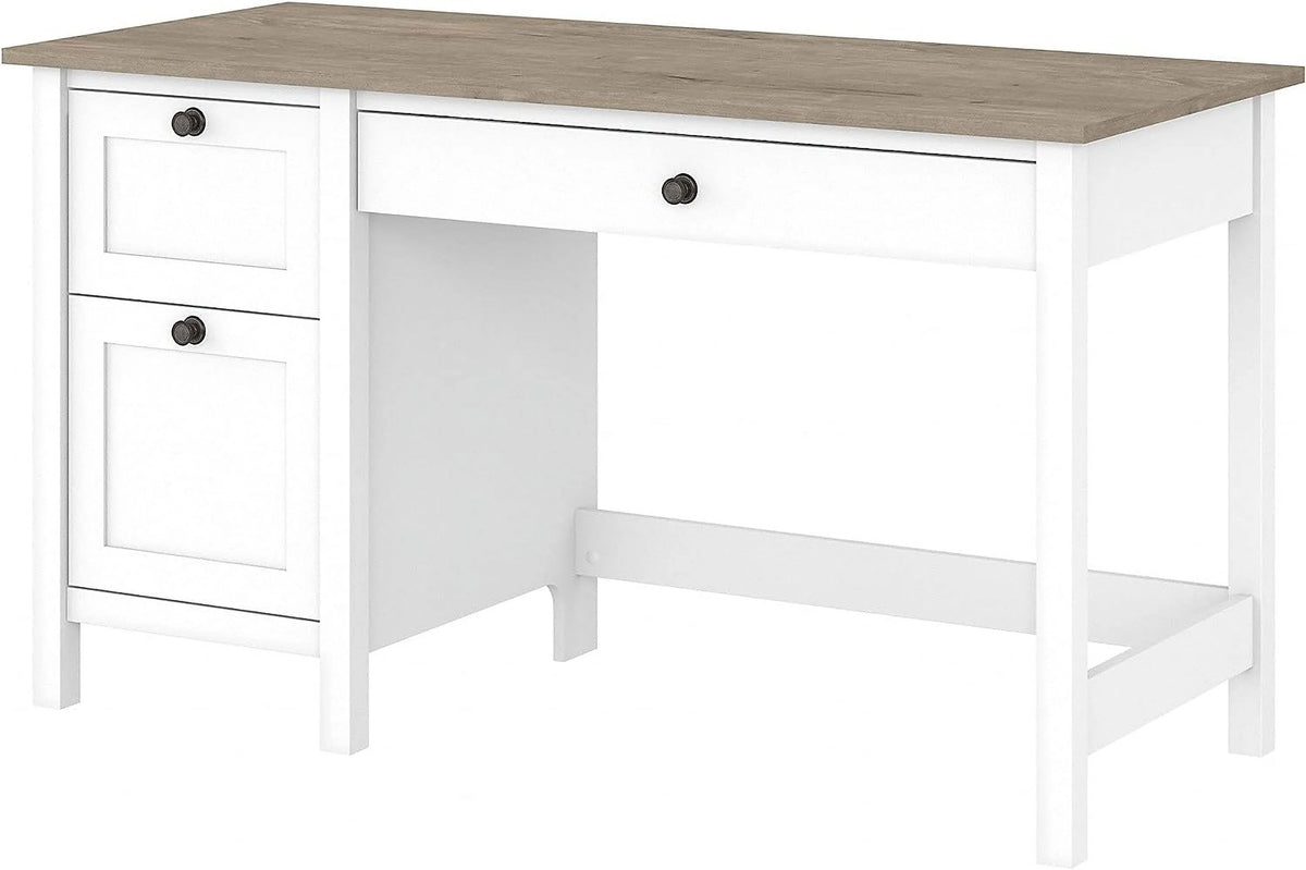 Computer Desk with Drawers and Storage, 54W, Gray/White Y886