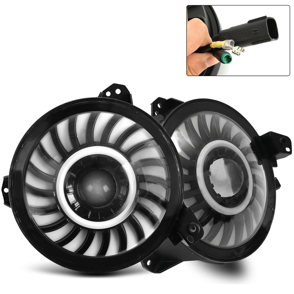 RGBW Series 9" 3D LED Lens Halo Headlights with 4" Fog Lights Combos W63397