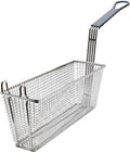 13-1/2" x 4-1/4" x 5-1/2" Rectangular Deep Fry Basket with Hook Nickel Plated Iron W679
