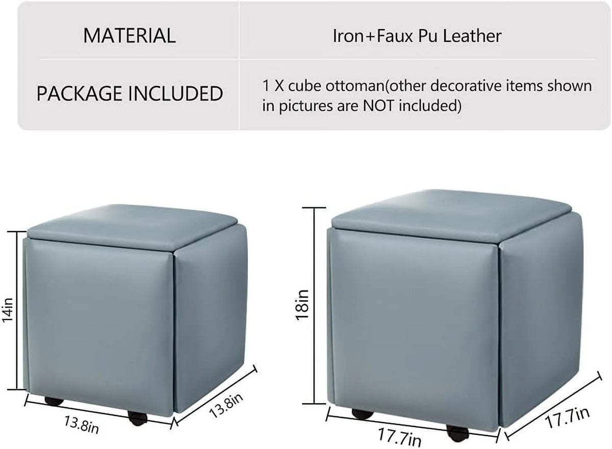 PU Leather Swivel Casters Stackable Ottoman Stool Z15366