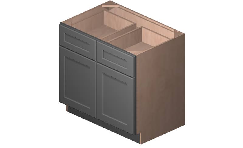 Grey 2 Doors 2 Drawers 1 Shelf Base Cabinet T751192