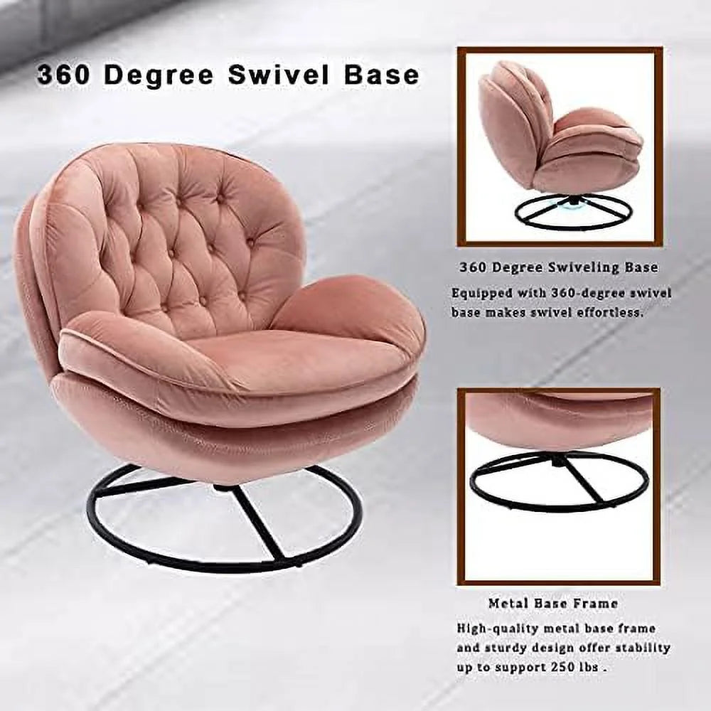 Velvet Swivel Accent Chair with Ottoman Set D711094