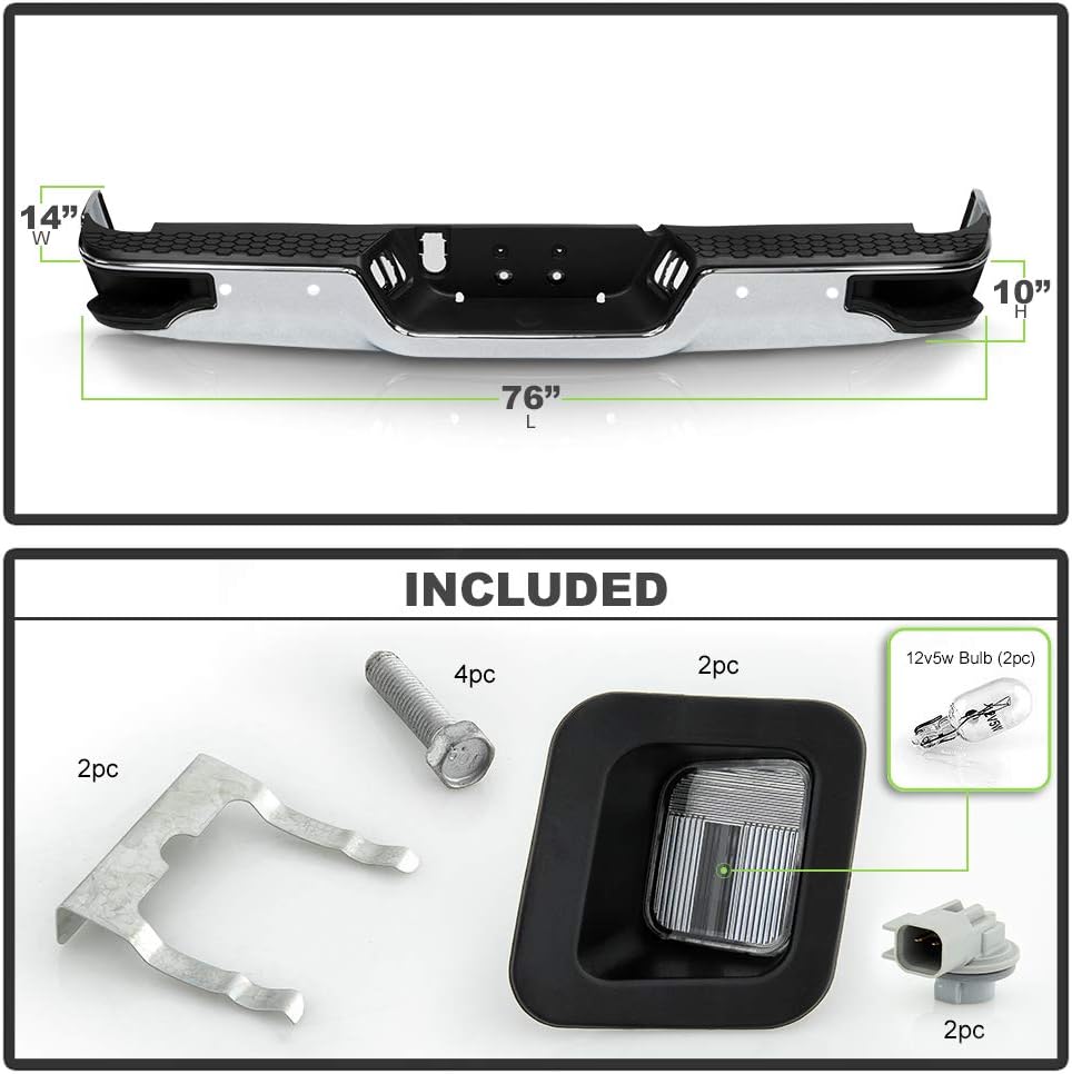 Chrome Rear Bumper Assembly with Sensor Hole E286