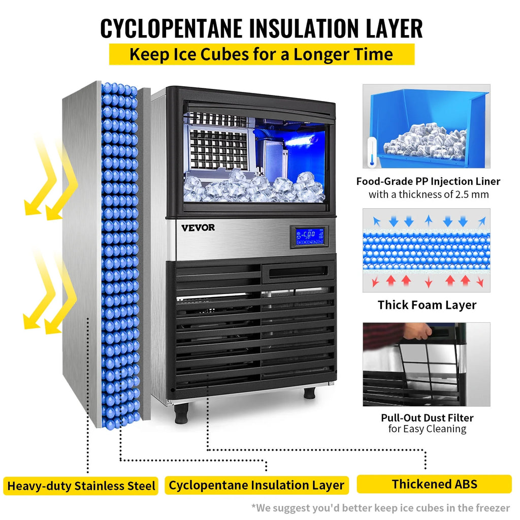 Commercial Ice Maker 155lbs/24h with 44lbs Bin Stainless Steel Z984