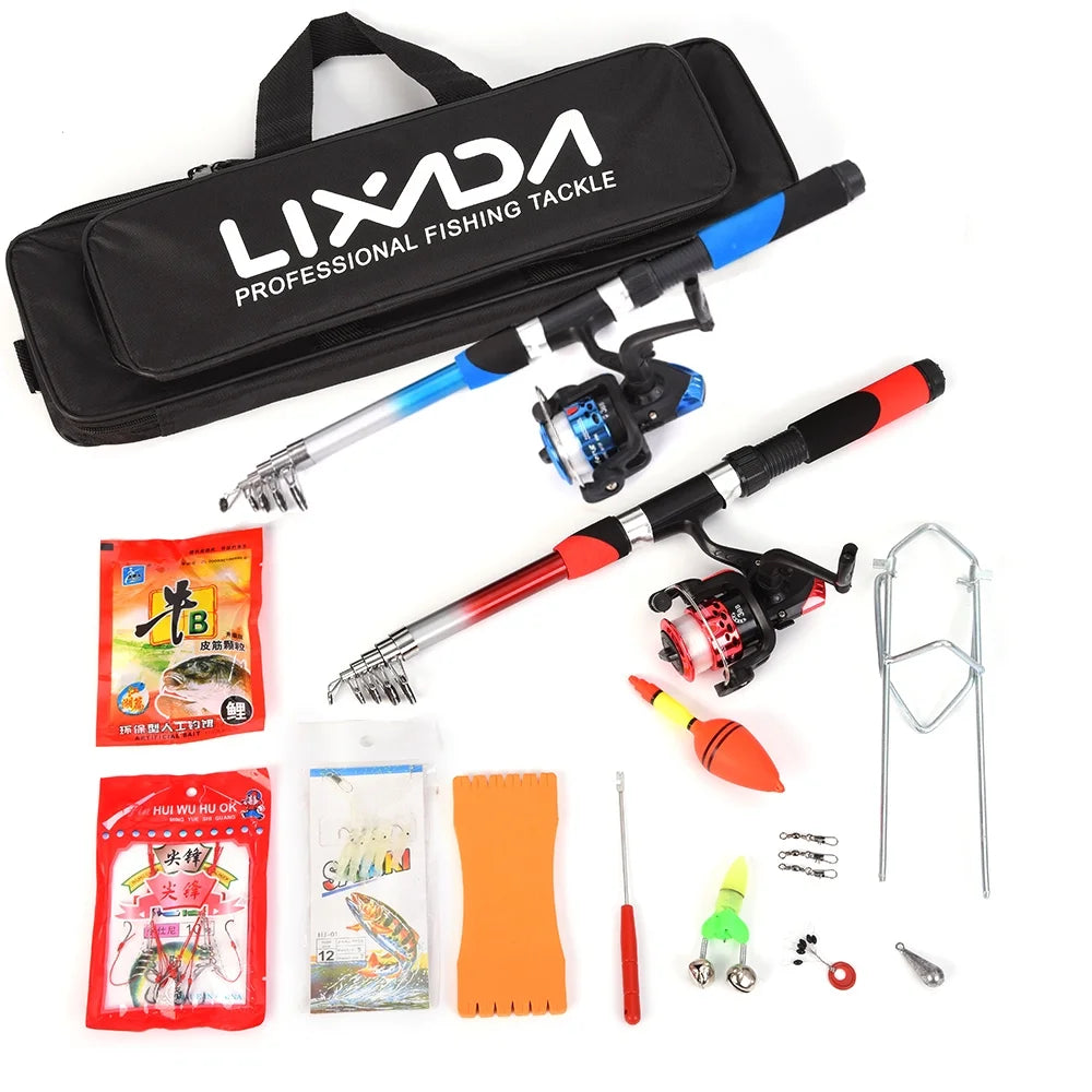 2.1m Telescopic Fishing Rods with 2PCS Reels Fishing Bag S64977