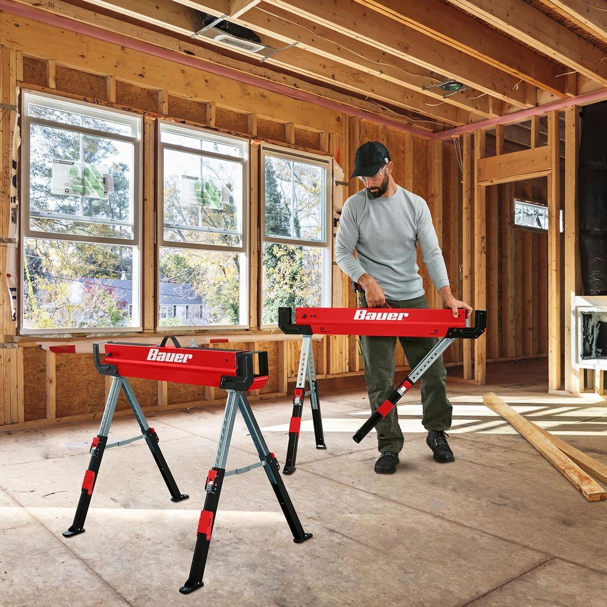 32 in. Steel Adjustable Sawhorse, 1300 lb. Capacity F126