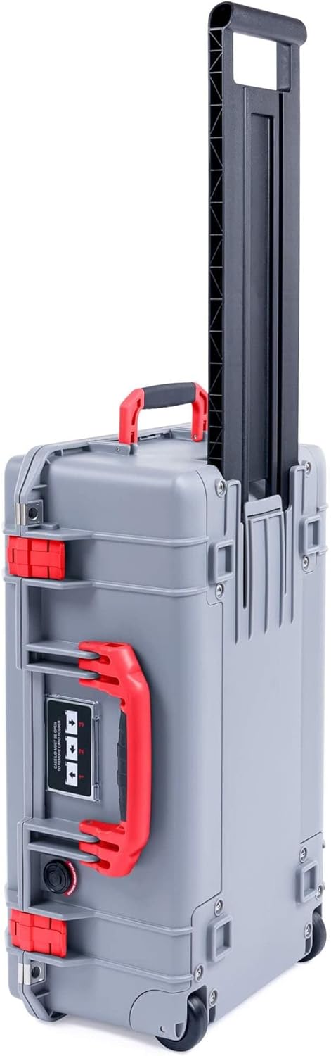 Silver Air Case with Red Handles & Latches with TrekPak Dividers & Lid Organizer Q3696