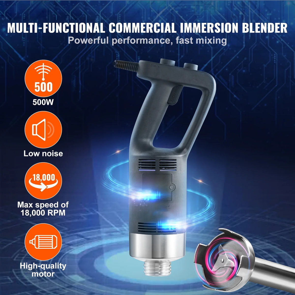 500W Adjustable Stainless Steel Immersion Blender B852