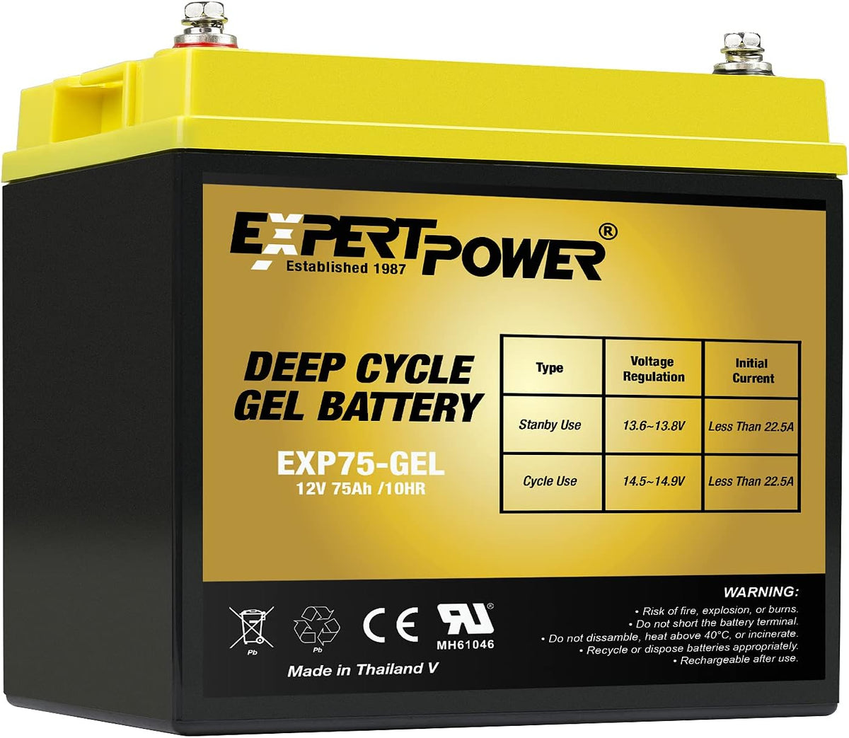 12V 75AH Gel Deep Cycle Battery P6480